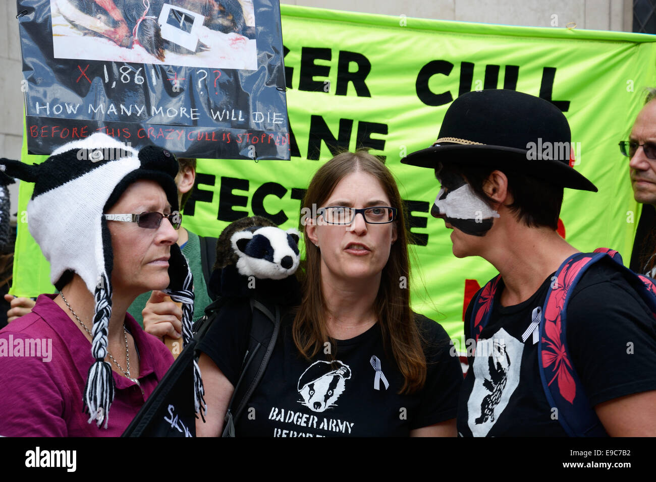 People at the Badger Cull Protest, in London. Stock Photo