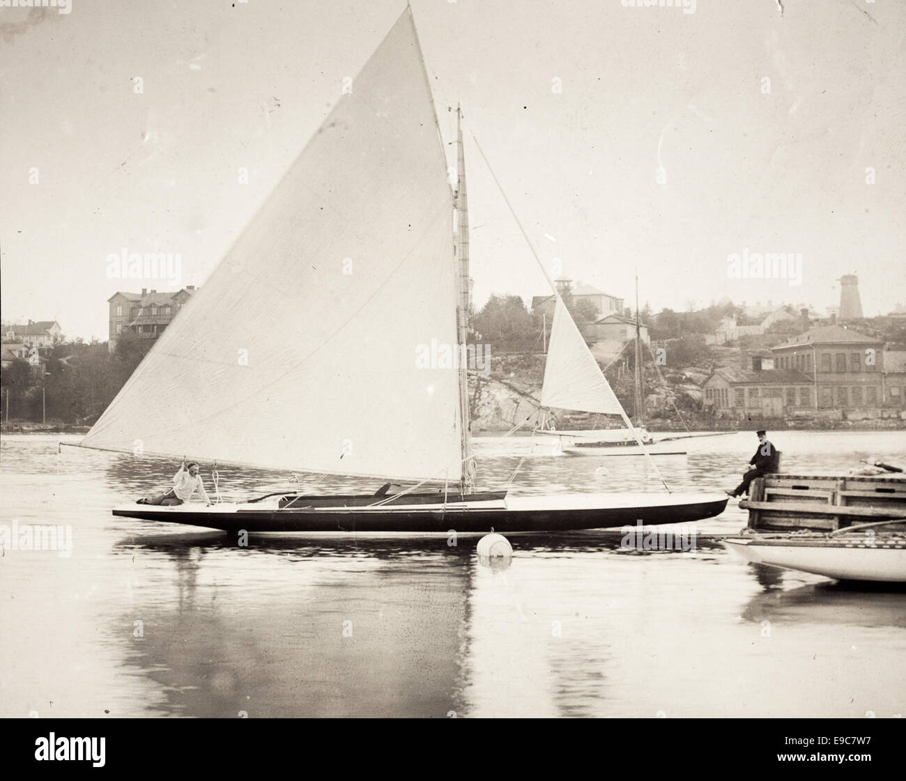 Sailing boat at Valkosaari (Blekholmen) outside Helsinki South Harbor Stock Photo