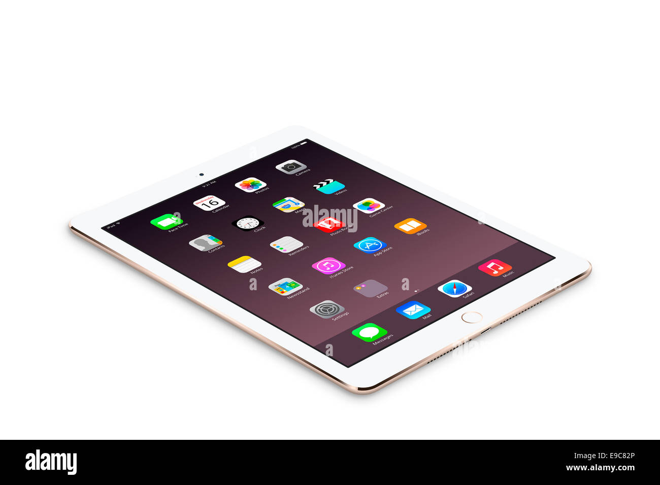 Tablet ipad air 2 gold with apps, digitally generated artwork. Stock Photo