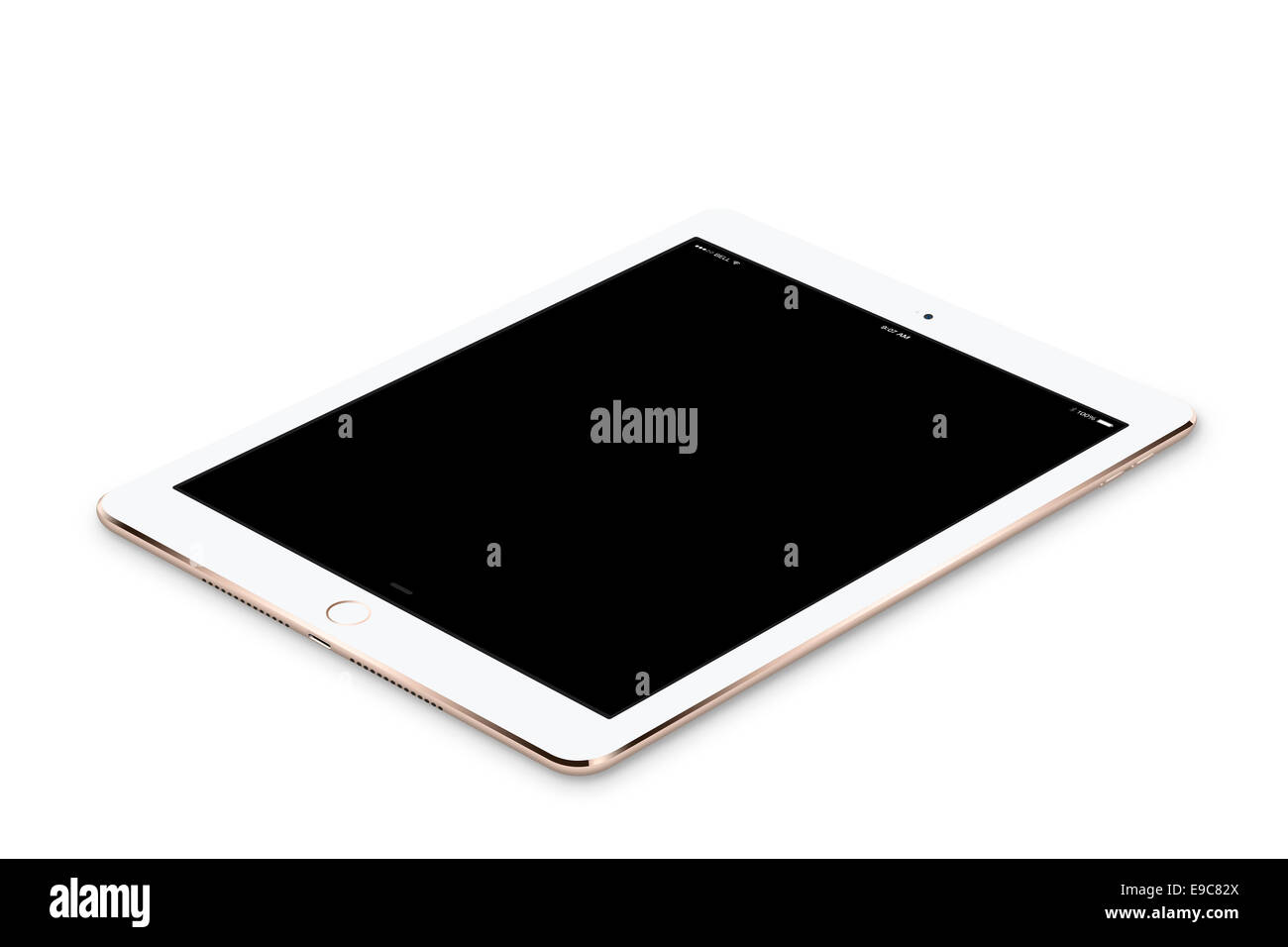 Tablet ipad air 2 gold with black blank screen, digitally generated artwork. Stock Photo