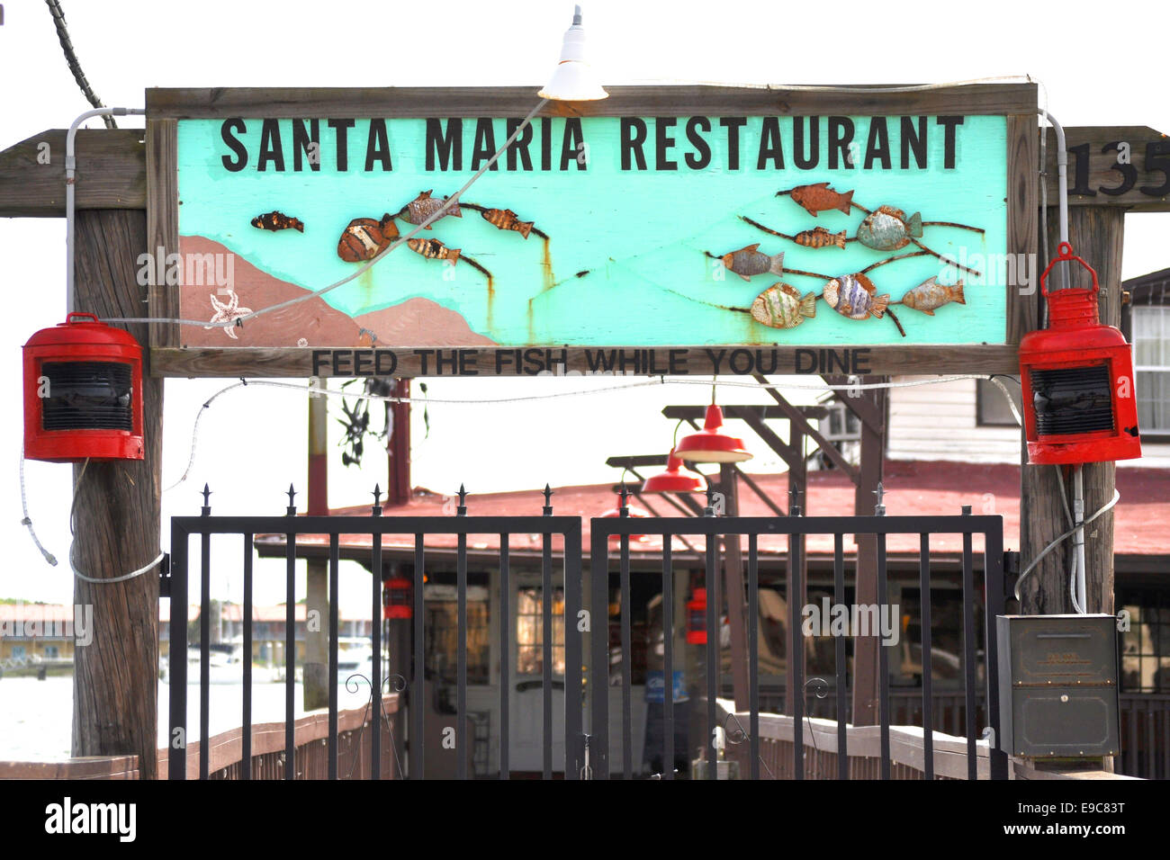 seafood restaurant sign Saint Augustine Florida Stock Photo