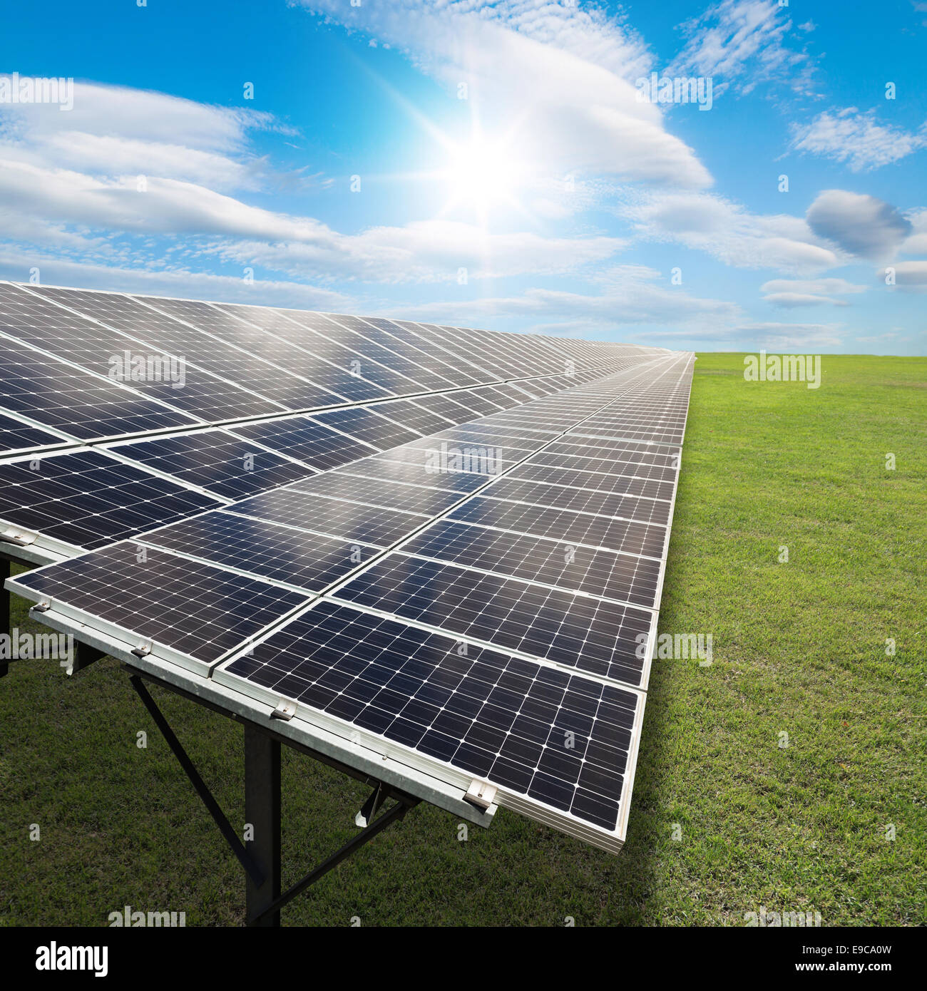 Power plant using renewable solar energy with sun Stock Photo - Alamy