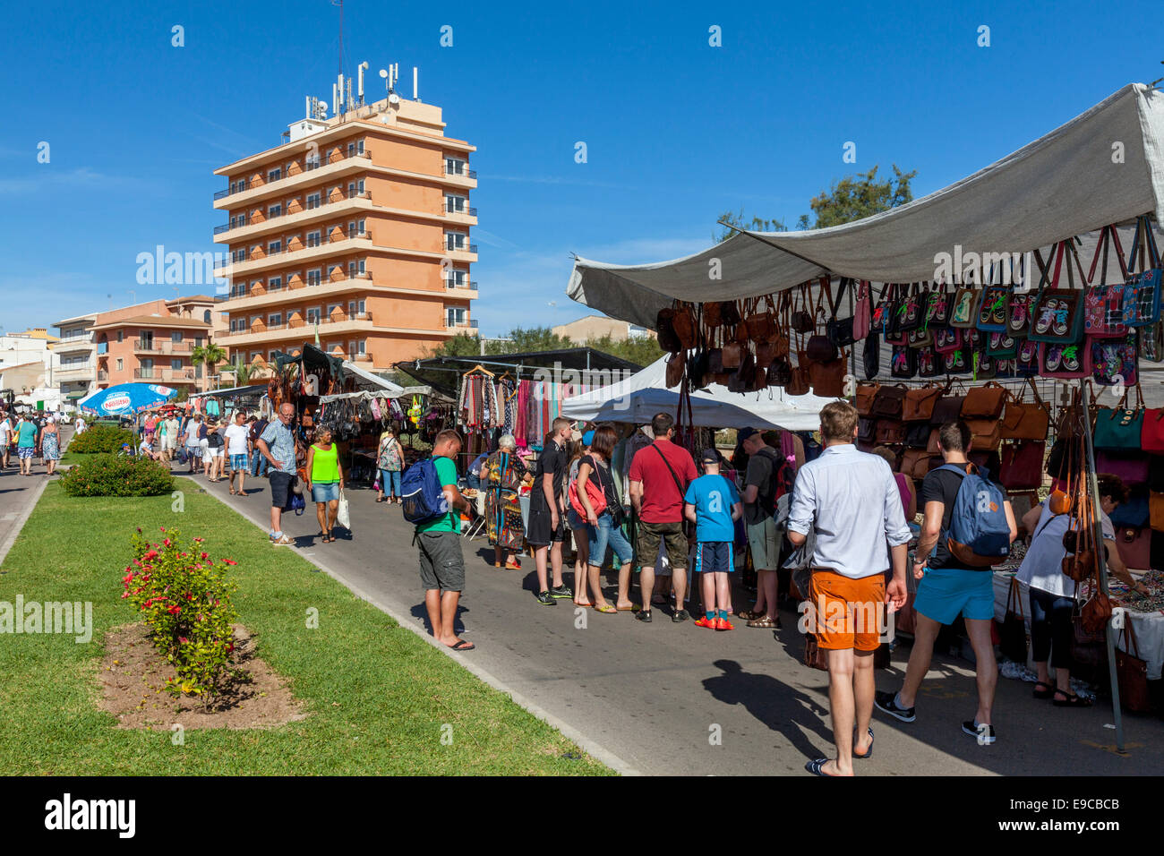 The Friday Market at Ca'n Picafort, Mallorca Spain Stock Photo Alamy