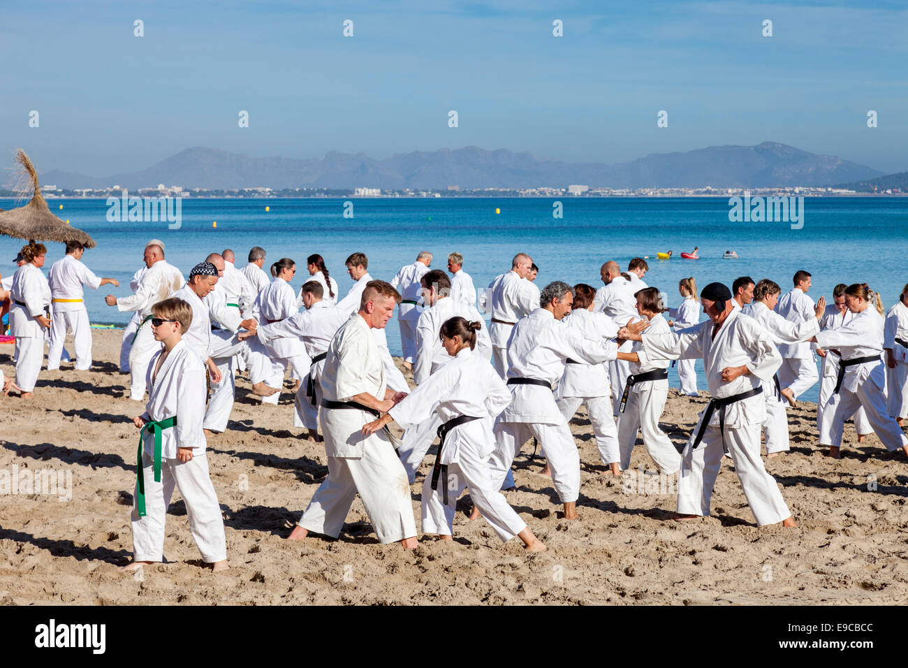 Judo On The Beach, Ca'n Picafort, Mallorca Spain Stock Photo Alamy