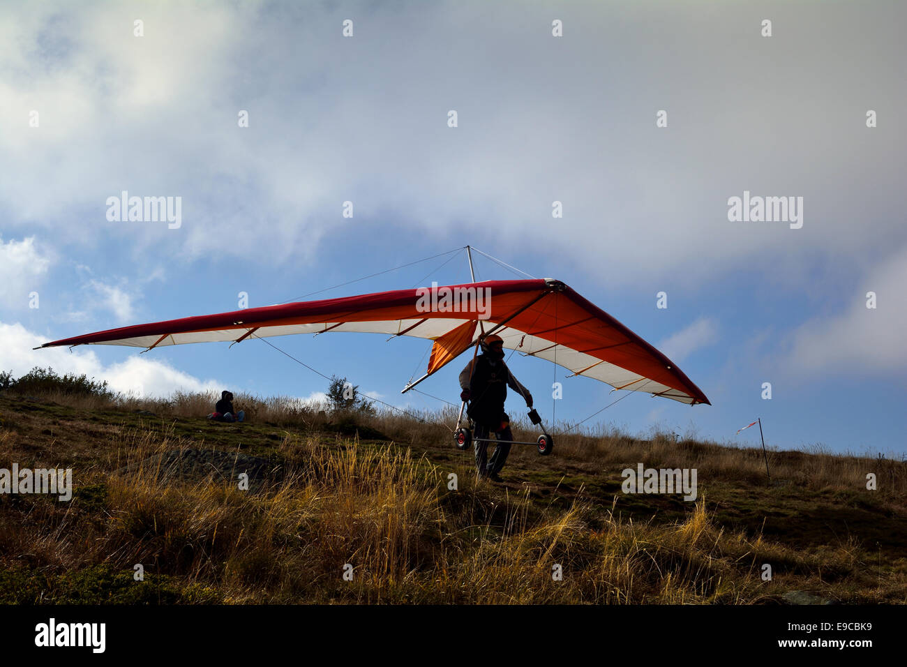 Hang-glider launch at Vitosha mountain near Sofia,Bulgaria Stock Photo