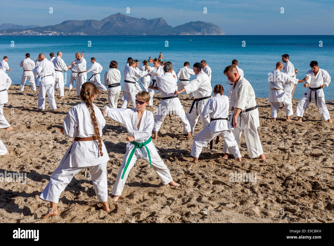 Judo On The Beach, Ca'n Picafort, Mallorca Spain Stock Photo Alamy