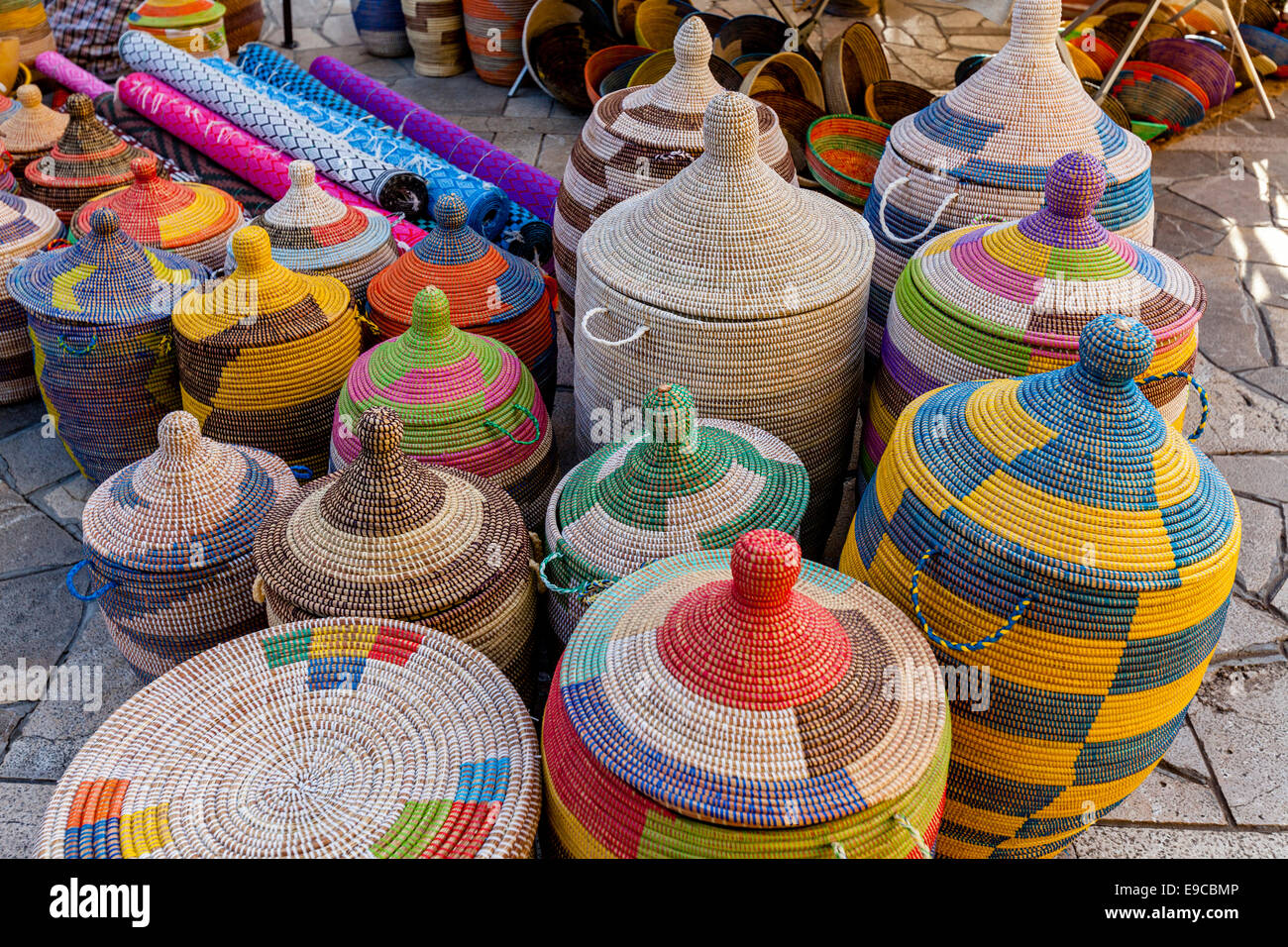 Colourful Baskets For Sale At The Thursday Market In Inca ...