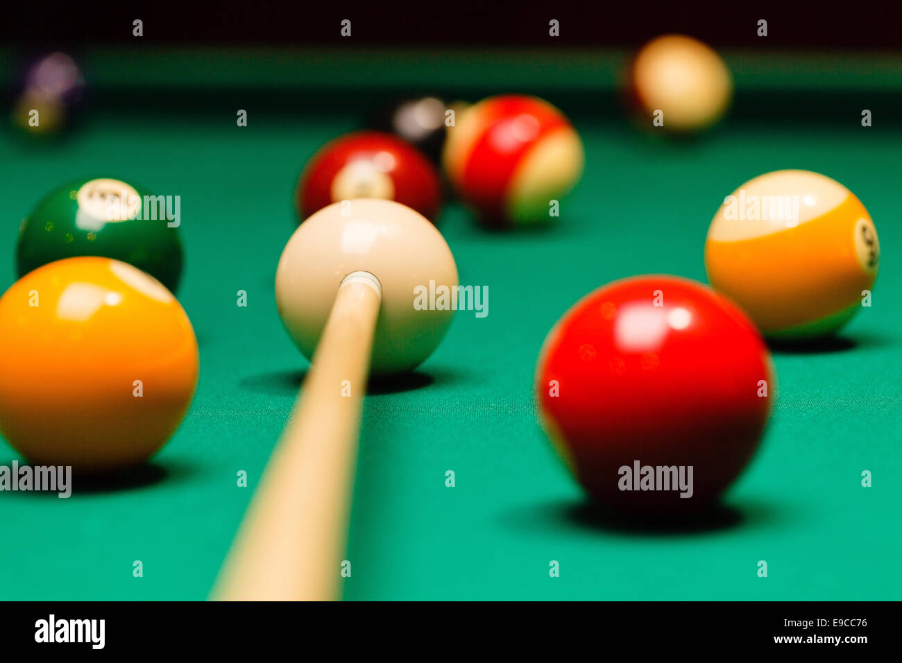 Billiard balls in a pool table Stock Photo - Alamy