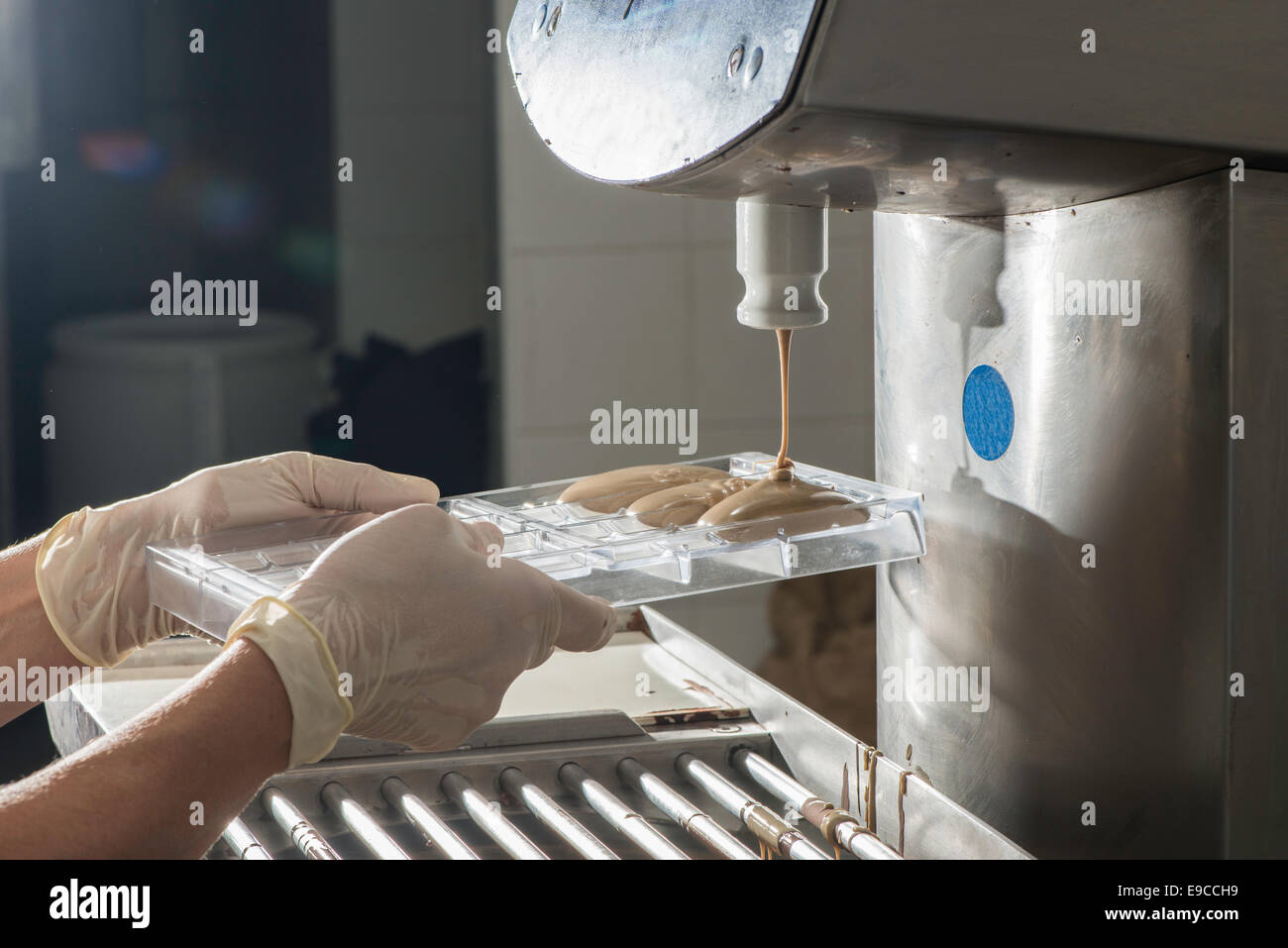 Chocolate factory. Making chocolate bar Stock Photo Alamy