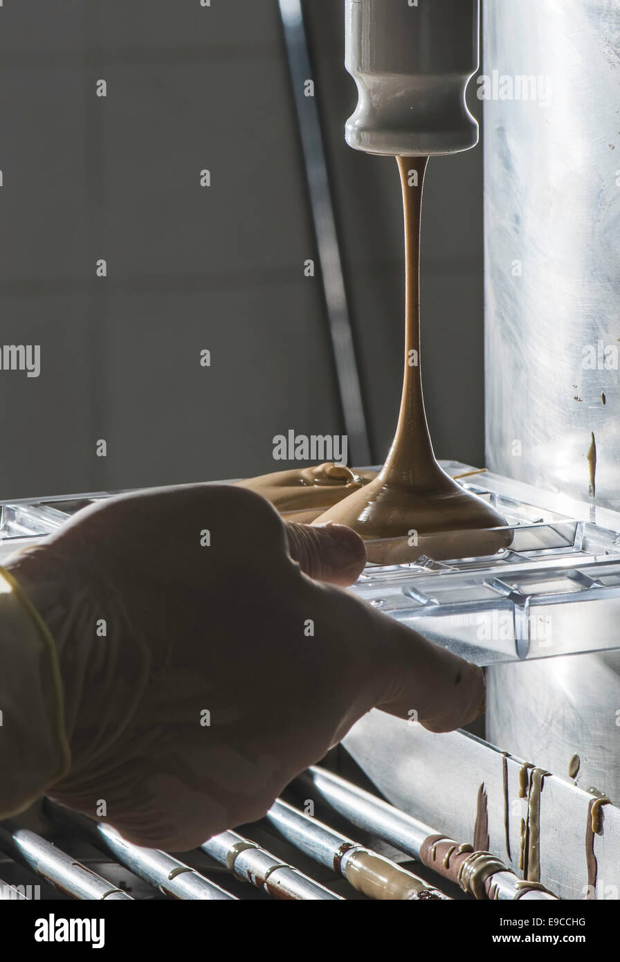 Chocolate factory. Making chocolate bar Stock Photo Alamy
