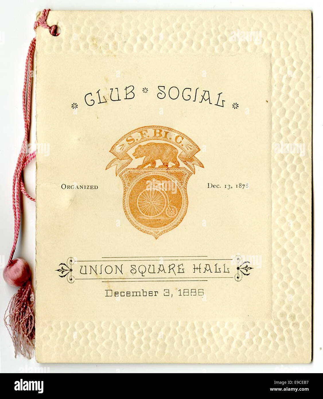 Dance card, San Francisco Bicycle Club social Stock Photo