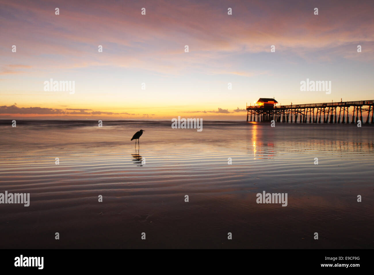 Sunrise at pier at Cocoa Beach, Florida Stock Photo Alamy