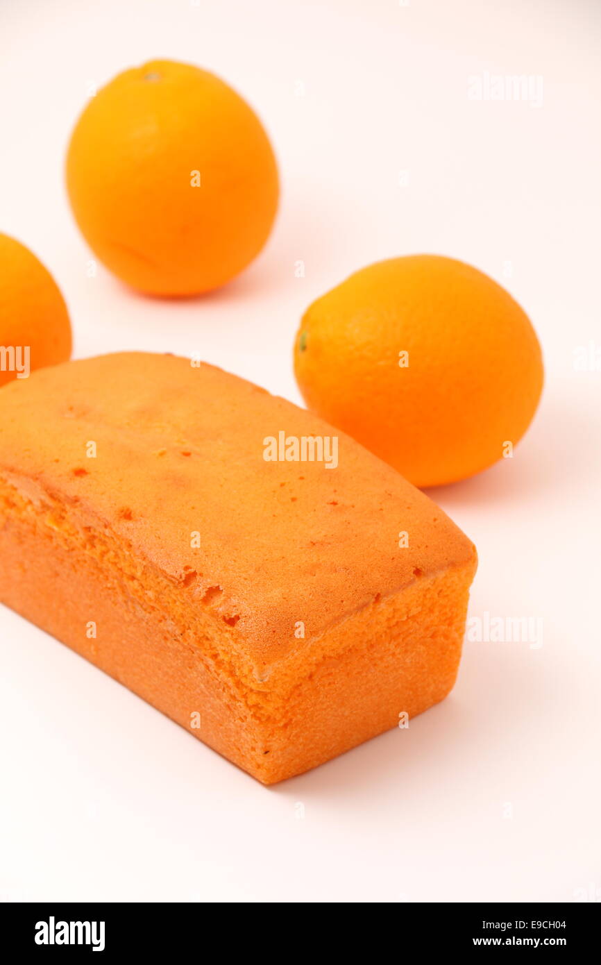 A orange Butter Cake on white background Stock Photo Alamy