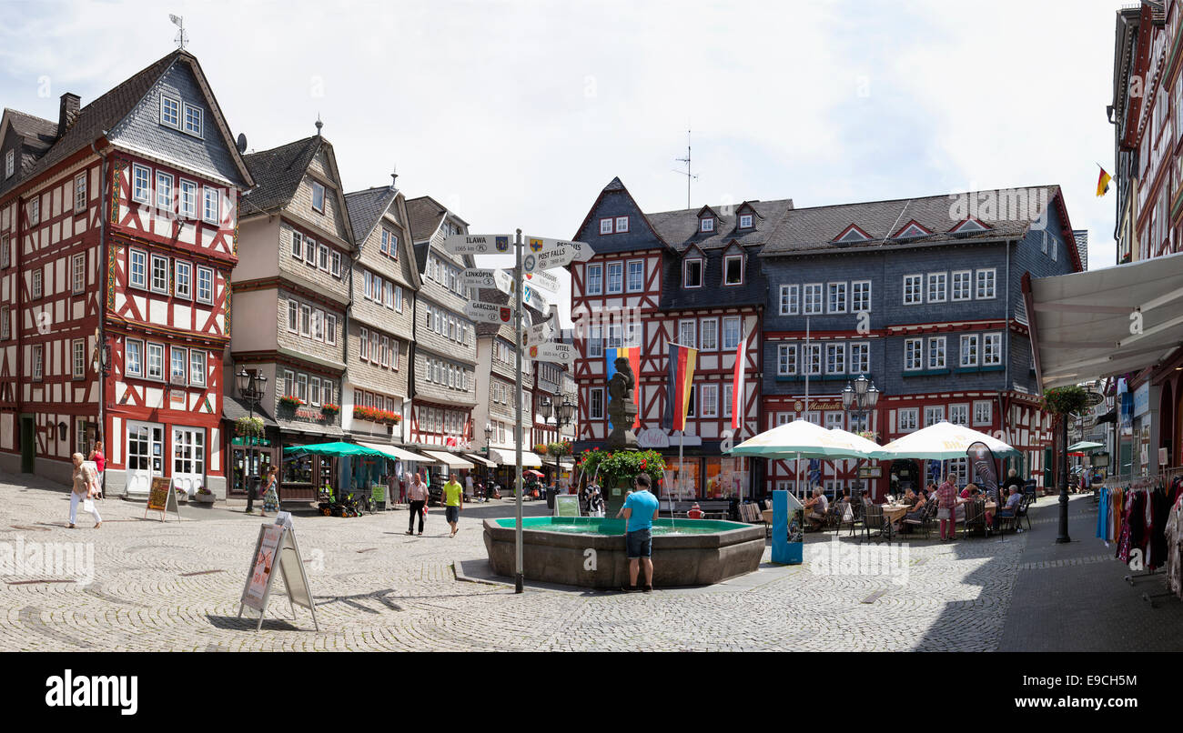 Buttermarkt butter market, historic old town of Herborn, Hesse, Germany, Europe, Stock Photo