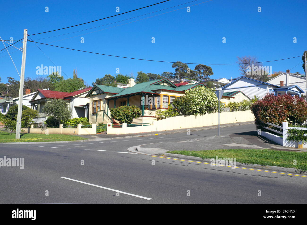 tasmanian homes houses in Launceston, central highlands of Tasmania,australia Stock Photo