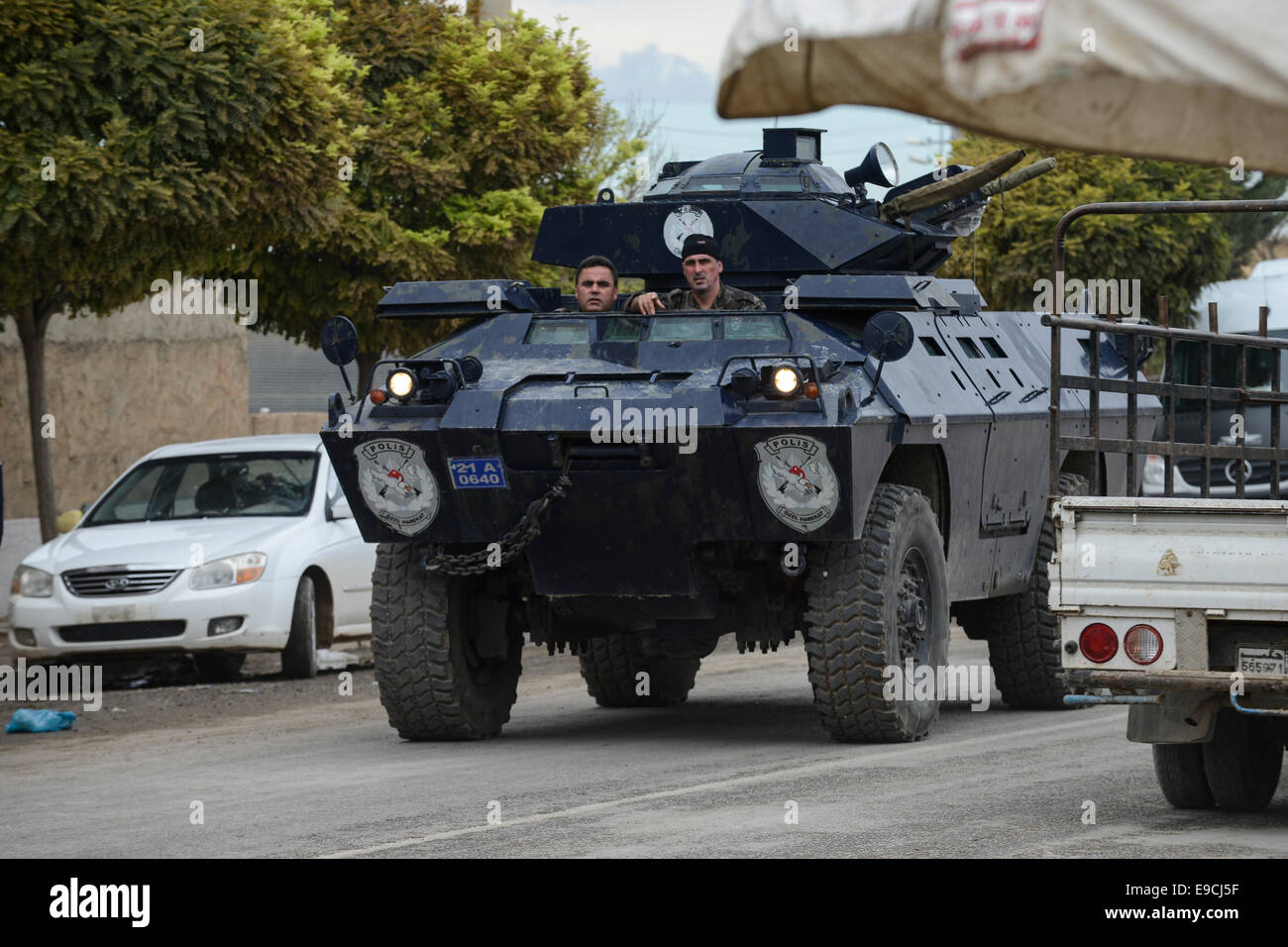 TURKEY, Suruc,10 km away from syrian border and from IS Islamic state besieged town Kobani, turkish special forces in town Stock Photo