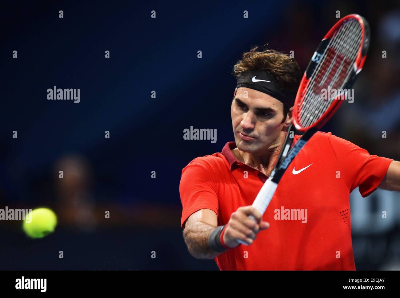 Basel, Switzerland. 25th Oct, 2014. Swiss indoor ATP tennis championships. Roger Federer (SUI) Credit:  Action Plus Sports Images/Alamy Live News Stock Photo