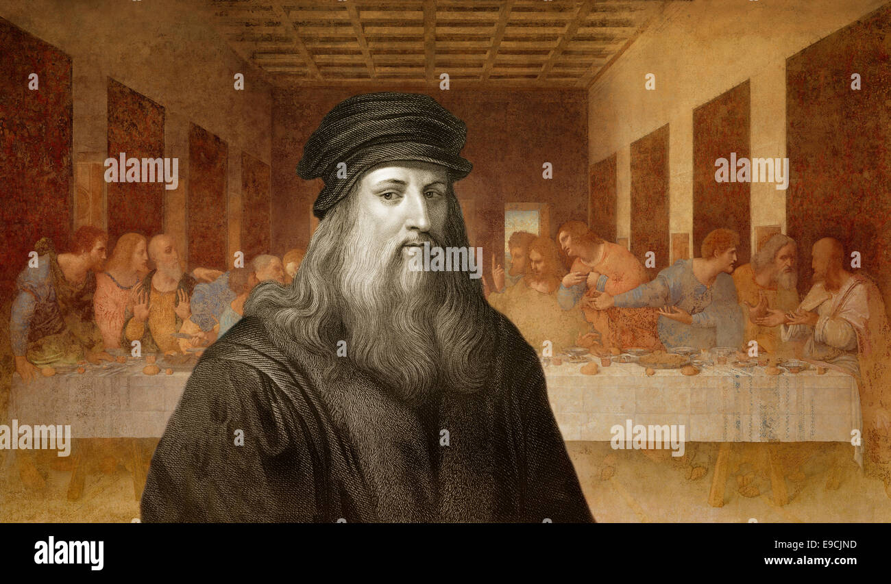 The Last Supper, Leonardo da Vinci, 1452 - 1519, Italian painter, sculptor, architect and engineer, Stock Photo