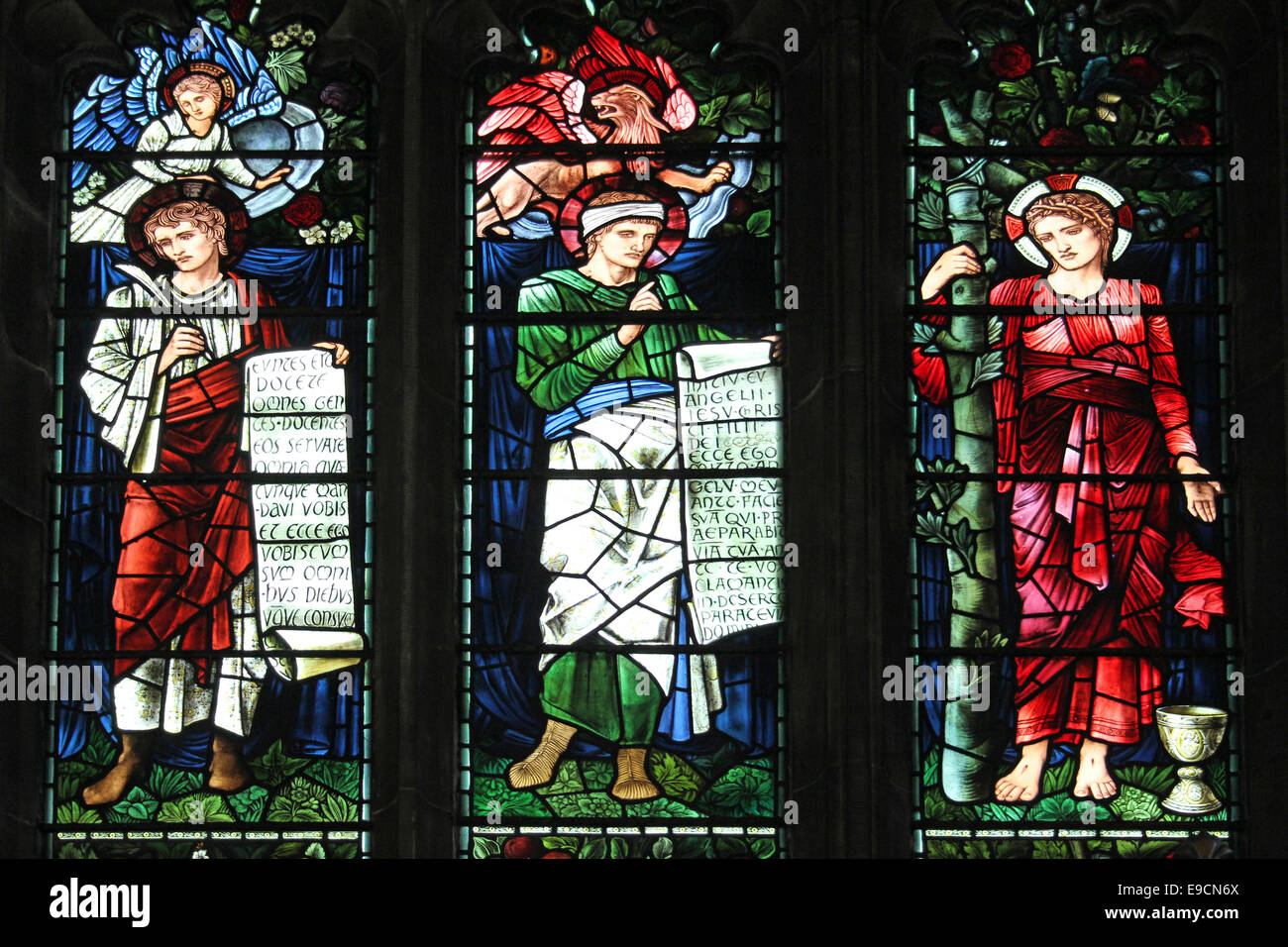 William Morris Stained Glass Window, Unitarian Church, Liverpool, UK Stock Photo