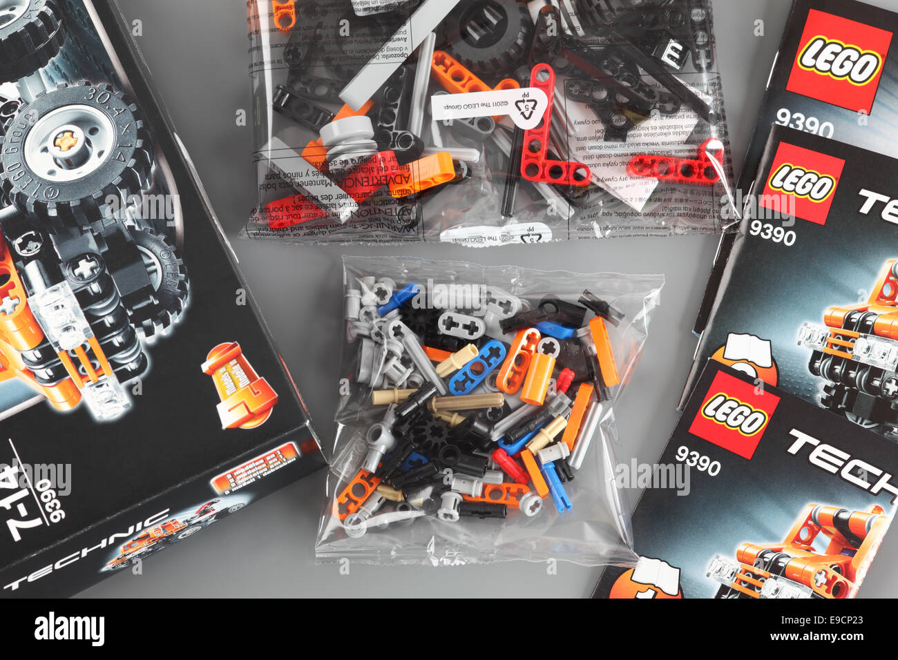 Tambov, Russian Federation - April 06, 2013 LEGO Technic set with box,  instructions and details in plastic packs Stock Photo - Alamy