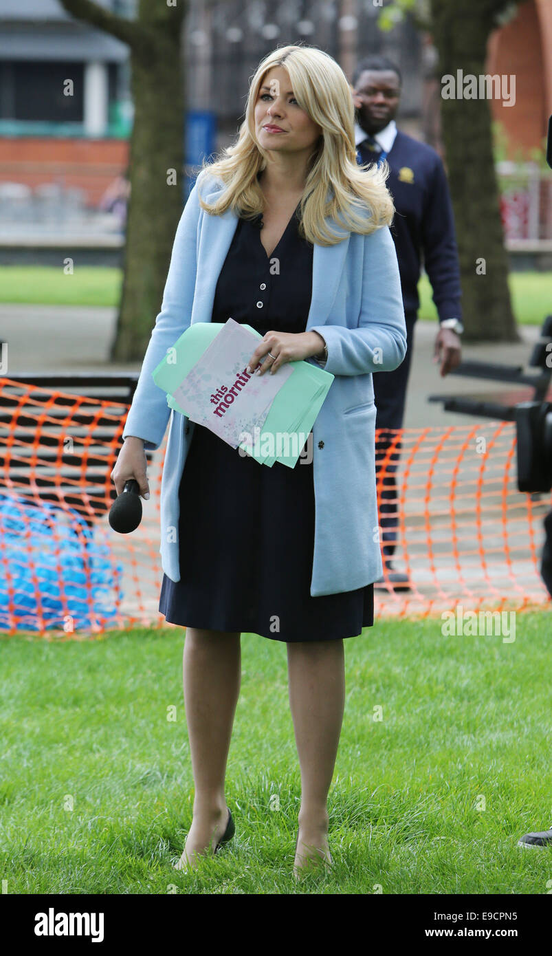 Holly Willoughby and Phillip Schofield outside ITV Studios filming This Morning  Featuring: Holly Willoughby,Phillip Schofield Where: London, United Kingdom When: 22 Apr 2014 Stock Photo