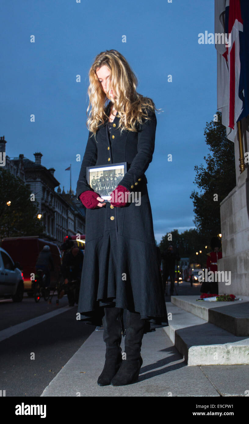 Singer Joss Stone attends a vigil at the Cenotaph on Whitehall for the Launch of the Royal British Legion Poppy Appeal. Stock Photo