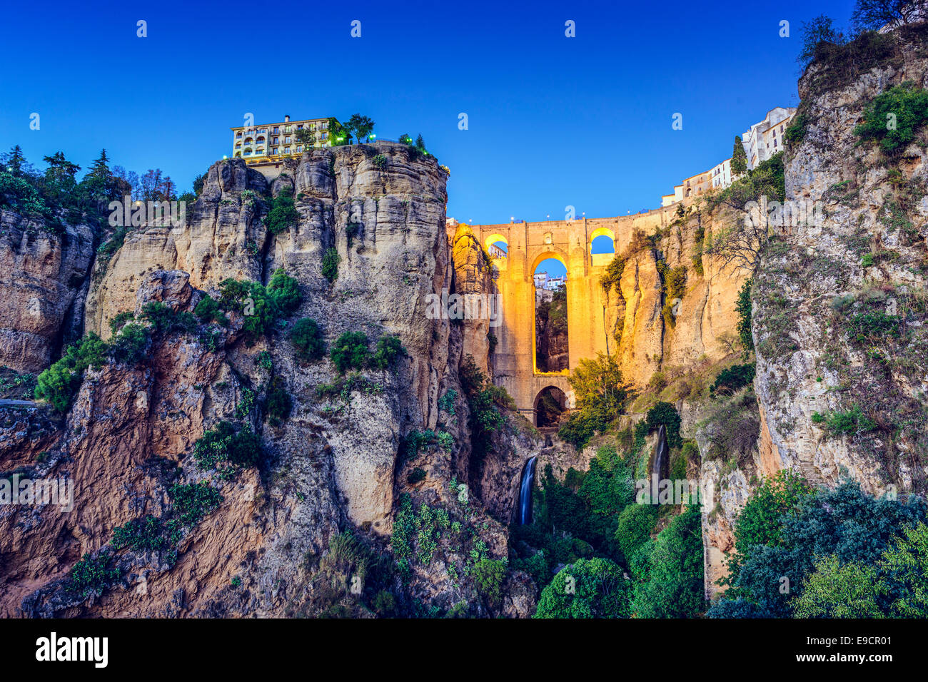 Ronda, Spain at Puente Nuevo Bridge. Stock Photo