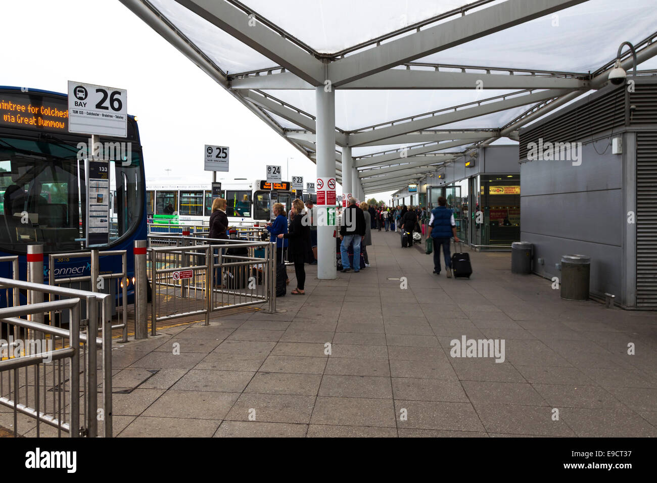 Bus terminal at Stansted airport. Stock Photo