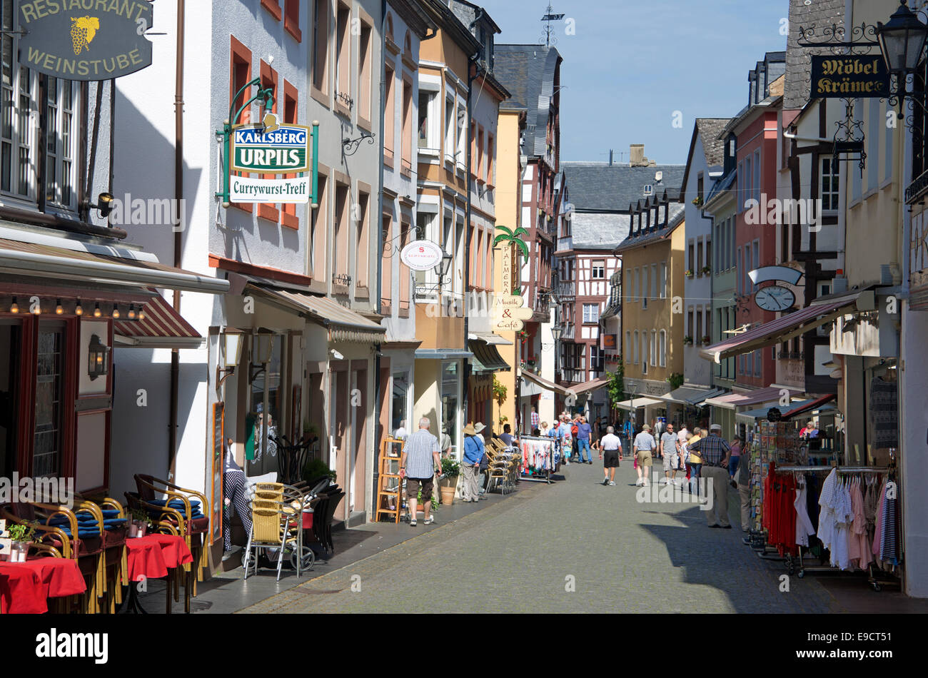 Main shopping street Bernkastel-Kues Moselle Valley Germany Stock Photo