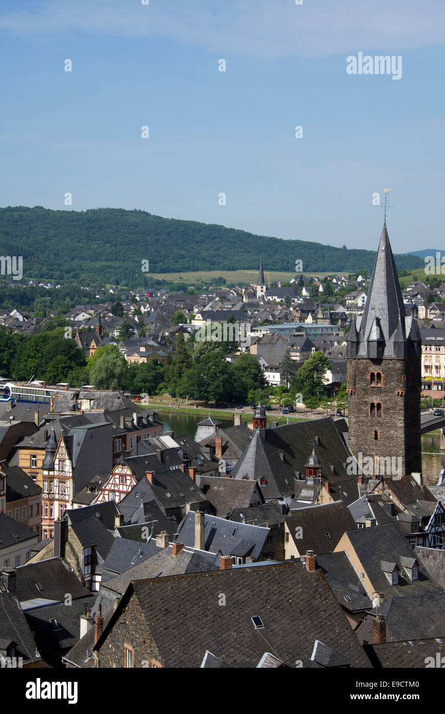 Roof tops and church Bernkastel-Kues Moselle Valley Germany Stock Photo