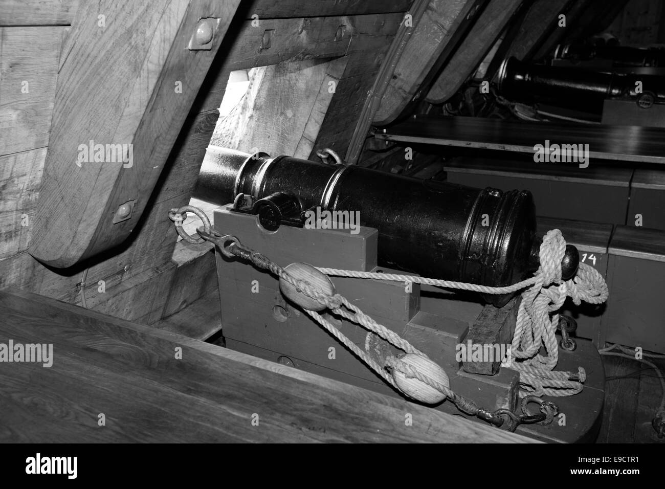 Cannon on a tall ship. Stock Photo