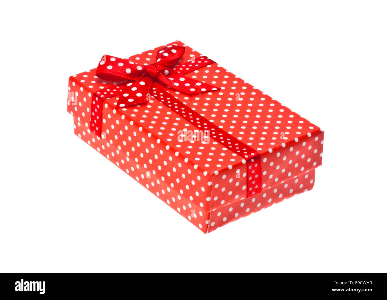 Red gift box with ribbon isolated on white background Stock Photo - Alamy