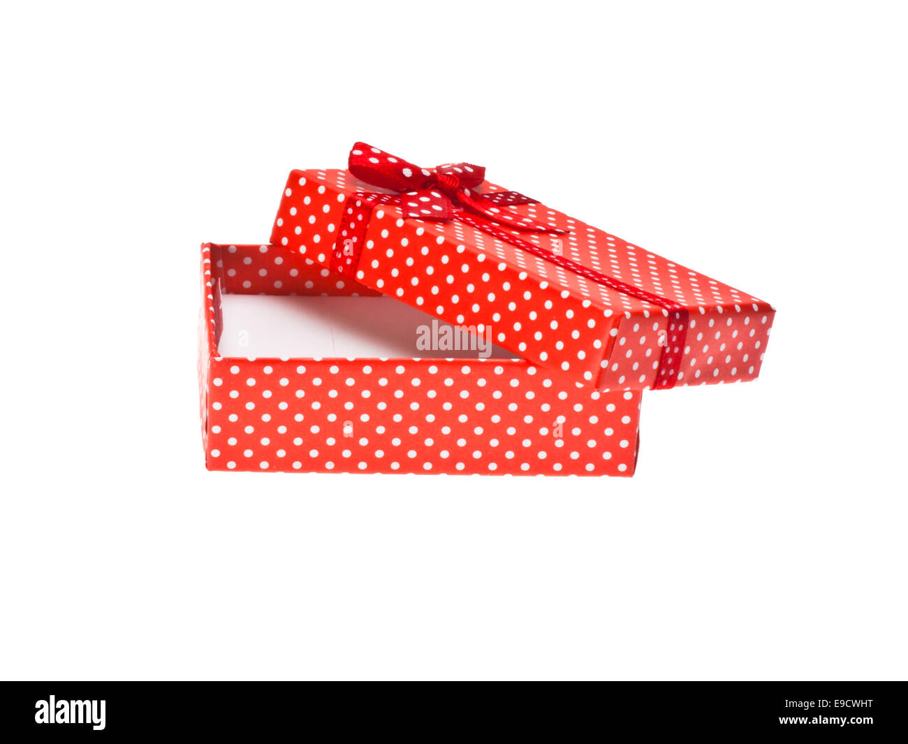 Red gift box with ribbon isolated on white background Stock Photo - Alamy