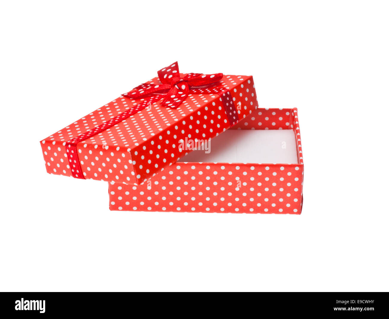 Red gift box with ribbon isolated on white background Stock Photo - Alamy