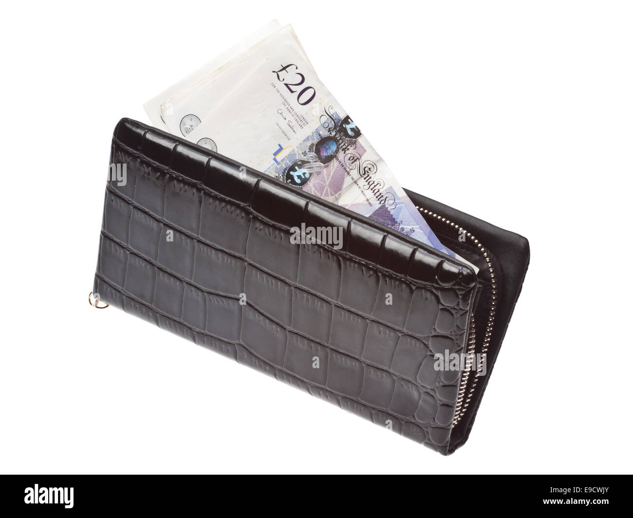 Black wallet with money isolated on white background Stock Photo - Alamy