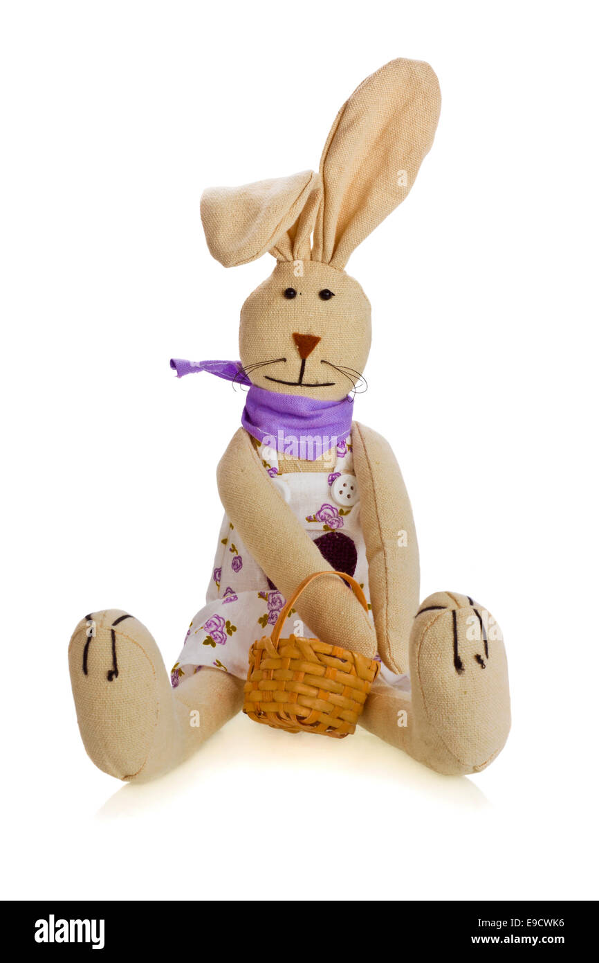 Toy bunny - isolated on white background Stock Photo - Alamy