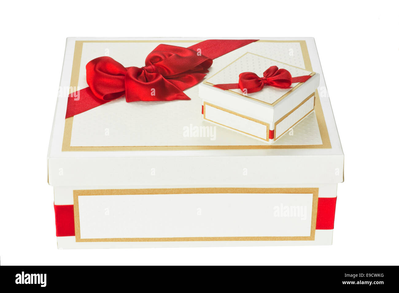 Gift box with red ribbon isolated on white background Stock Photo - Alamy