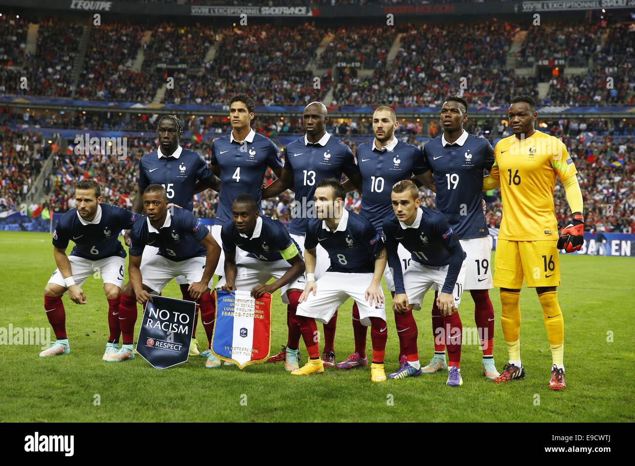 the Stade de France, Saint Denis, France. 11th Oct, 2014. France team group  line-up (FRA), OCTOBER 11, 2014 - Football/Soccer : International Friendly  match between France 2-1 Portugal at the Stade de