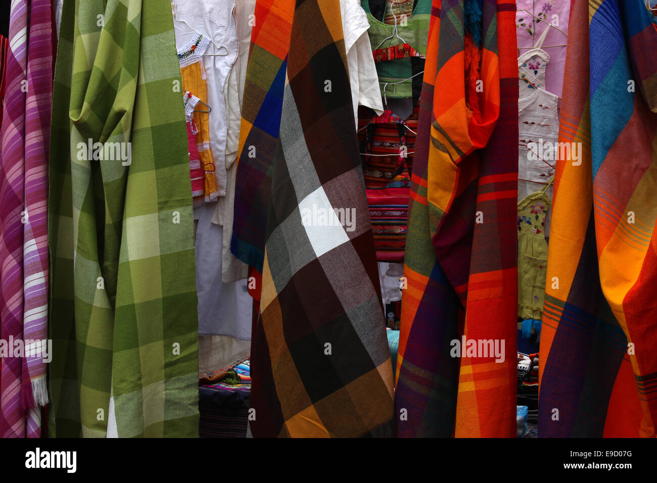 Colorful handmade hammocks for sale at the outdoor craft market in