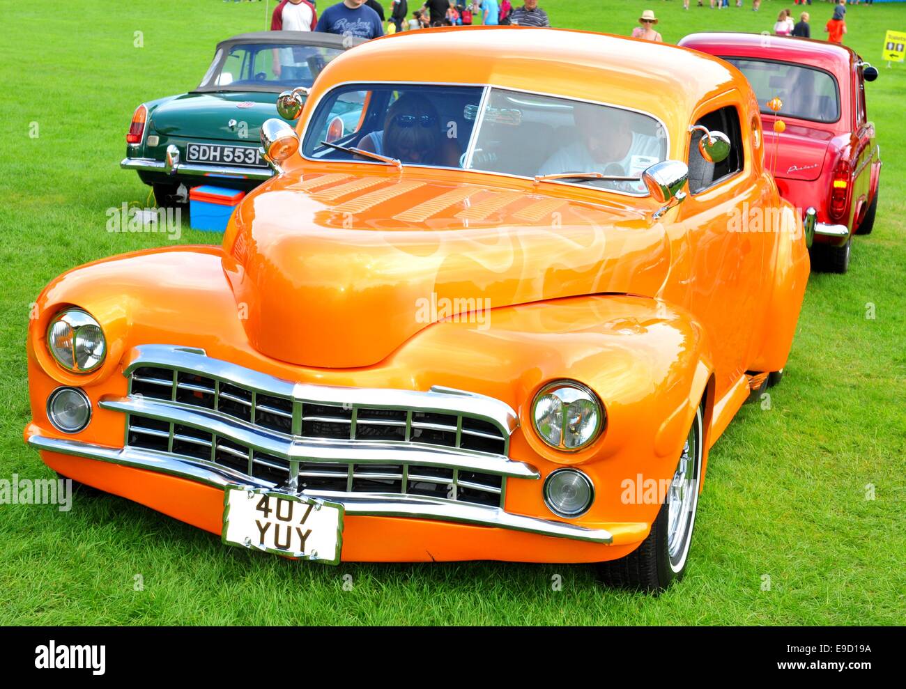 NOTTINGHAM, UK. JUNE 1, 2014 view of vintage car for sale in