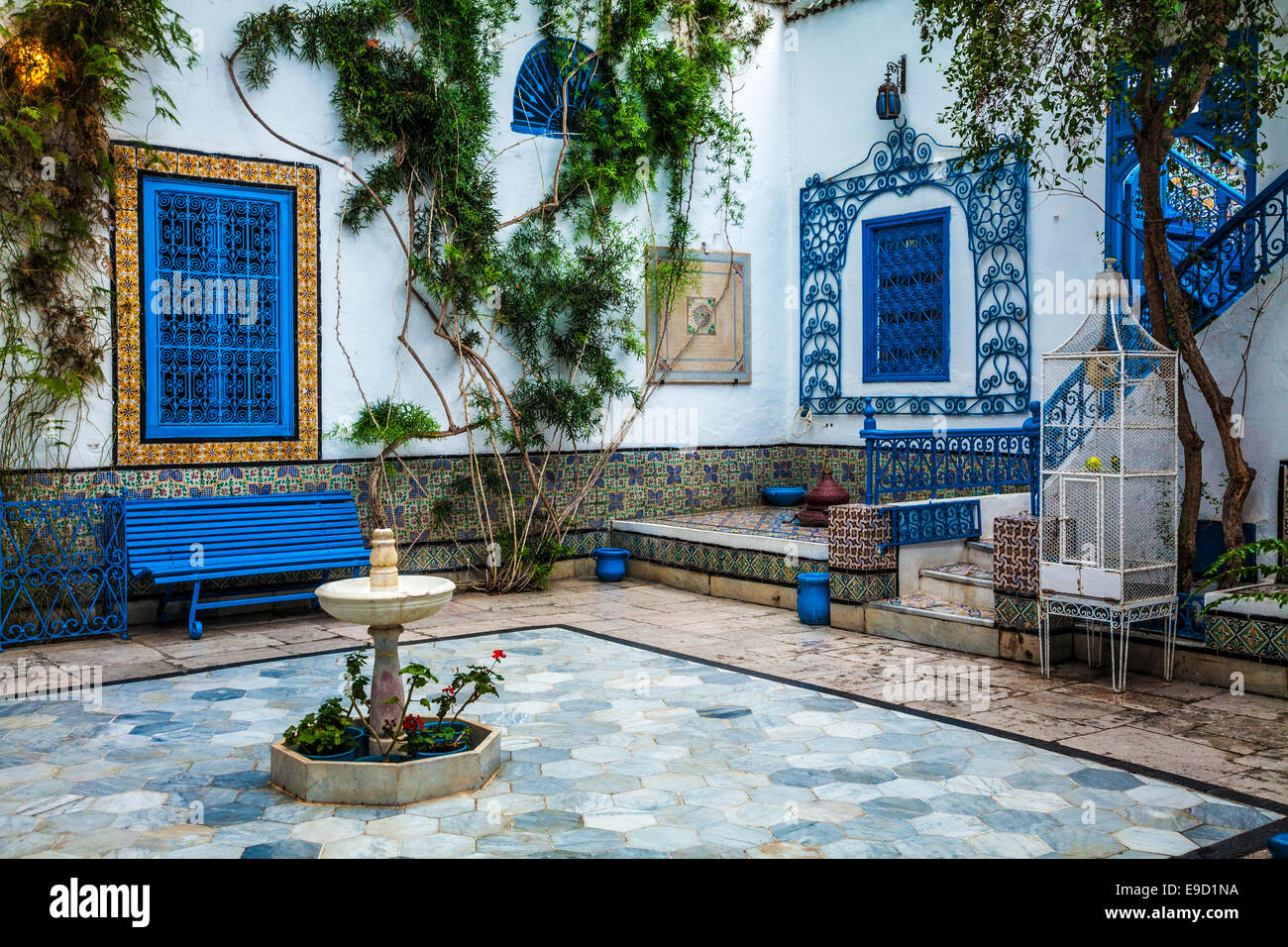 A traditional courtyard in a typical 18th century Arab house in Sidi