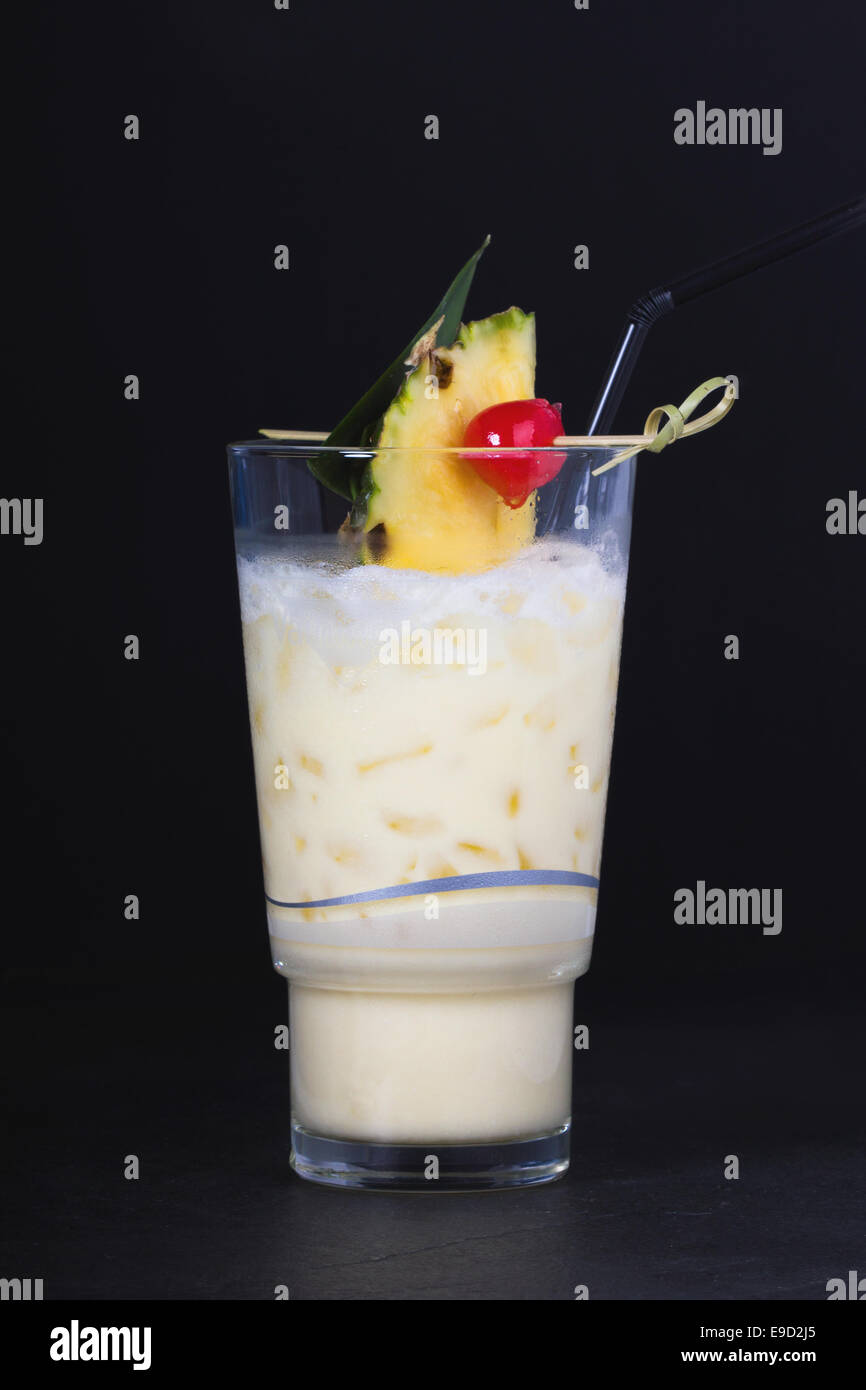 Pina colada cocktail with fresh fruits Stock Photo