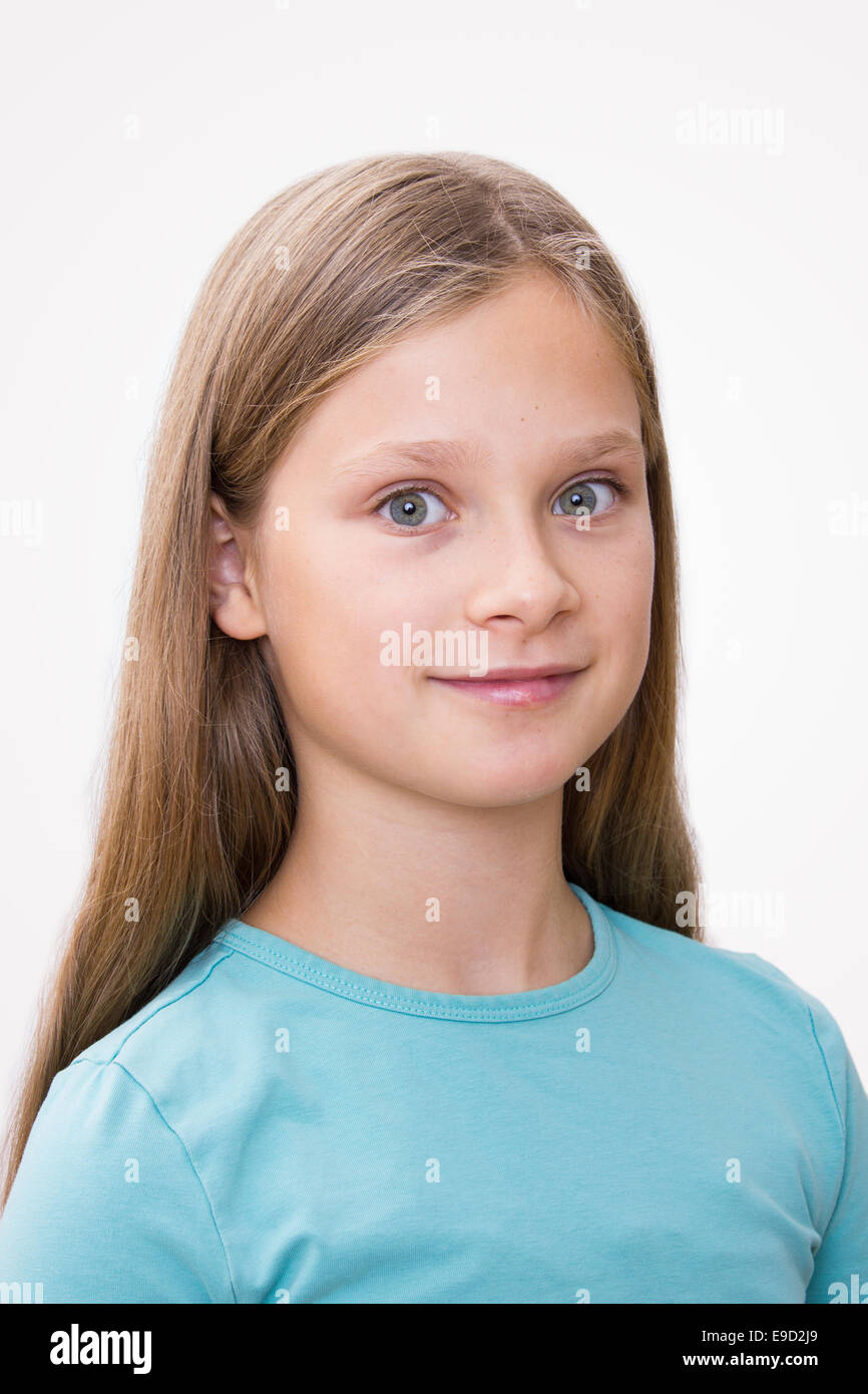Little girl with long hair Stock Photo