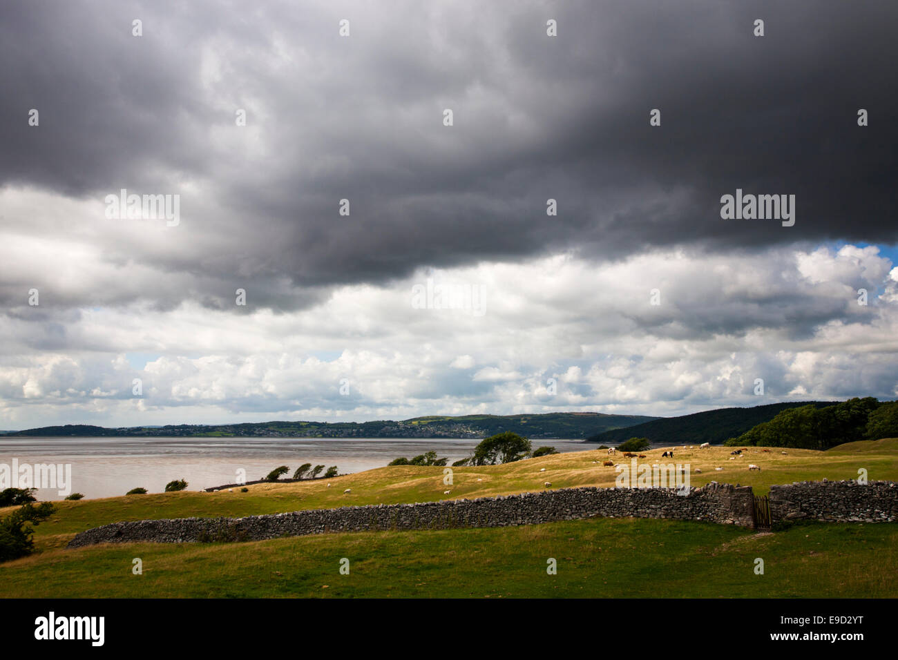 Storm clouds over Silverdale in Cumbria Stock Photo