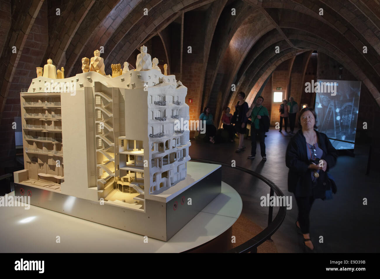 Scale model in the attic of the Casa Mila (La Pedrera) by Antoni Gaudi in Barcelona, Catalonia, Spain. Stock Photo