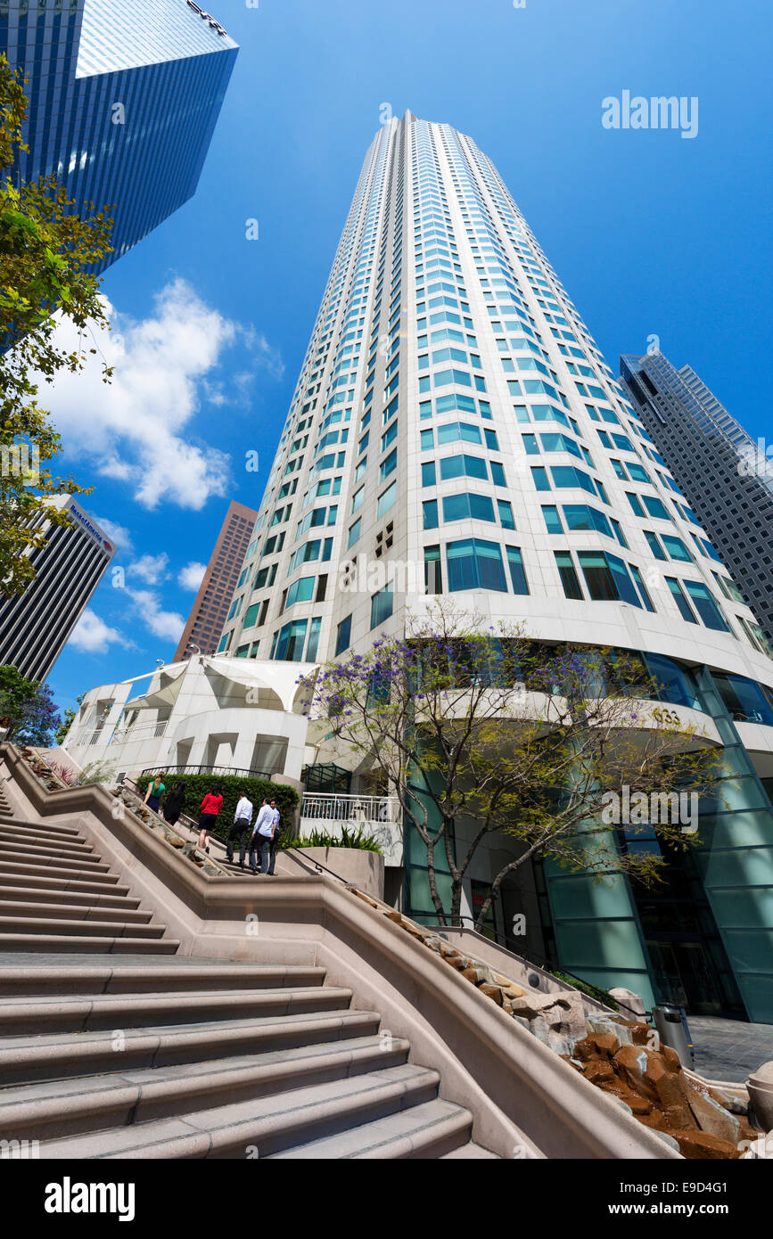 Bunker Hill Steps and the US Bank Tower in downtown Los Angeles, California, USA Stock Photo