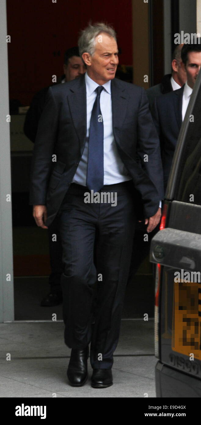 Former Labour leader Tony Blair was spotted as he exited the BBC