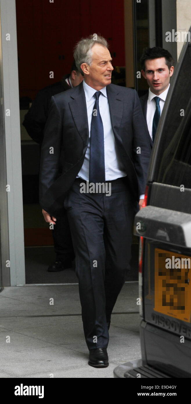 Former Labour leader Tony Blair was spotted as he exited the BBC