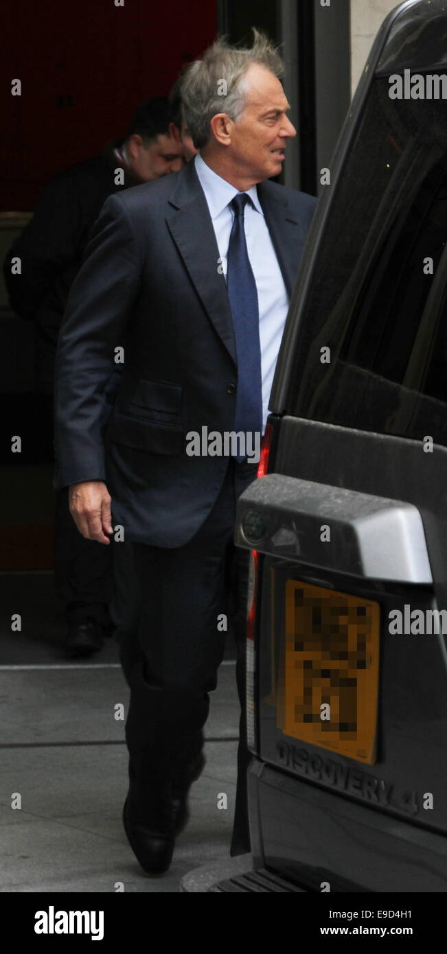 Former Labour leader Tony Blair was spotted as he exited the BBC