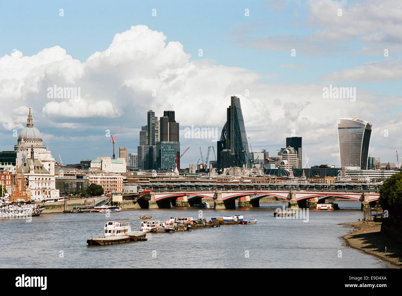 London UK skyline and river Thames from Waterloo Bridge Stock Photo